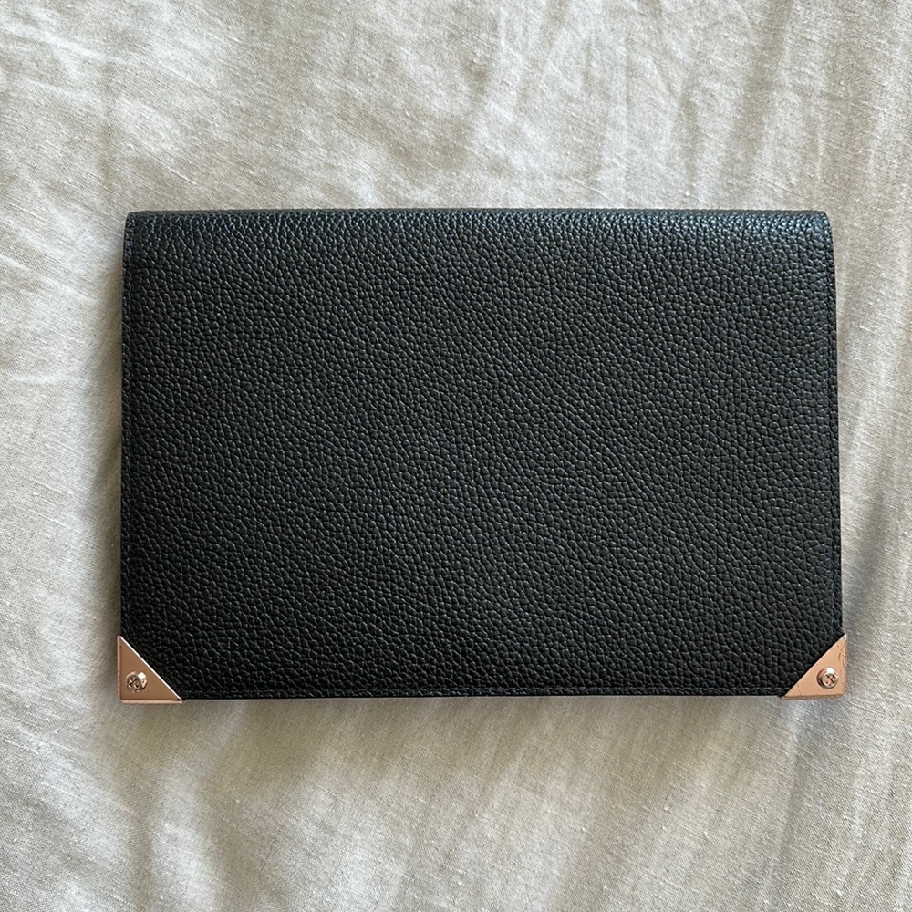 Alexander Wang Black Leather and Rose Gold Prisma Clutch
